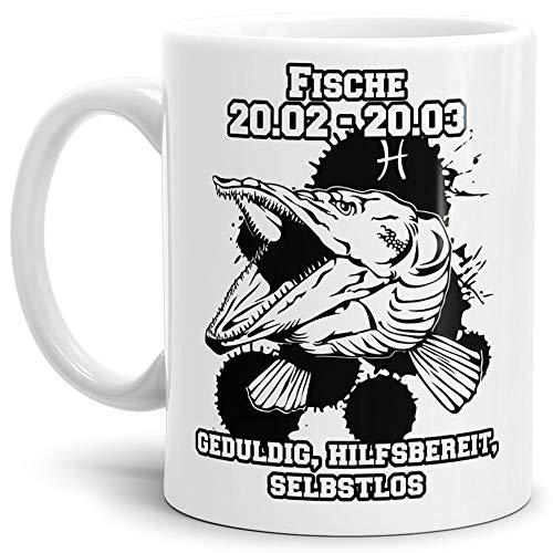 Sternzeichen-Tasse Fische - Weiss - Geburtstag/Astronomie/Sternen-bilder/mit Spruch/Witzig/Kaffeetasse/Mug/Cup - Qualität Made in Germany von Tassendruck