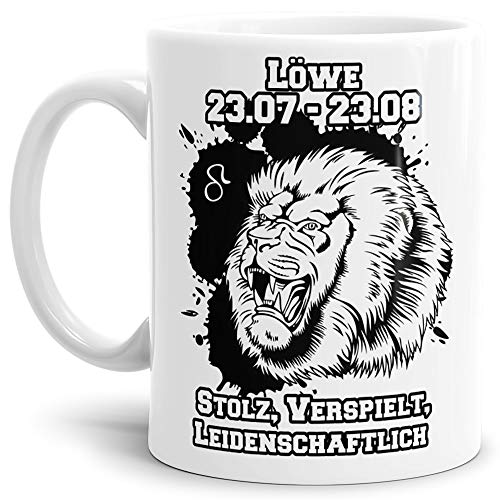 Sternzeichen-Tasse Löwe - Weiss - Geburtstag/Astronomie/Sternen-bilder/mit Spruch/Witzig/Kaffeetasse/Mug/Cup - Qualität Made in Germany von Tassendruck