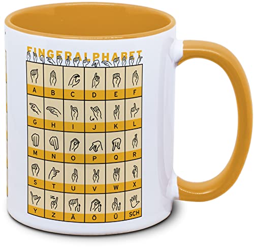 Tassenkasper - Fingeralphabet Tasse - schlaue Tasse - Kommunikation mit Gehörlosen und Schwerhörigen von Tassenkasper