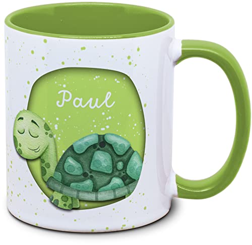 Tassenkasper - Tasse für Kinder mit Name und Schildkröte - in 12 Farben - Ostergeschenk, Einschulung, Kindergarten, Weihnachten von Tassenkasper