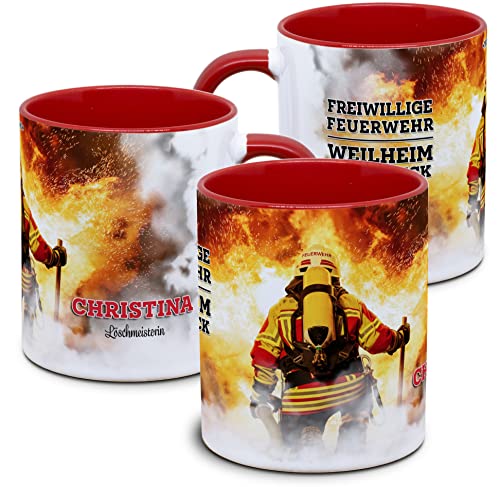 Tassenkasper - Tasse für Feuerwehrmänner und Feuerwehrfrauen mit Name und Ort der Feuerwache, Feuerwehrtasse, Tasse Feuerwehr, Kaffeetasse Feuerwehrmann und Feuerwehrfrau von Tassenkasper