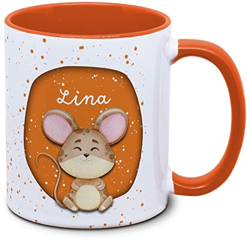 Tassenkasper - Tasse für Kinder mit Name und Maus - in 12 Farben - Ostergeschenk, Einschulung, Kindergarten, Weihnachten von Tassenkasper