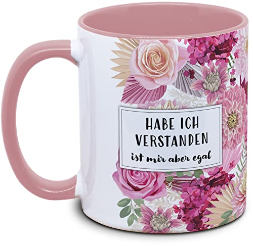 Tassenkasper - Tasse mit Blume und Spruch - Habe ich verstanden, ist mir aber egal - Geschenk für Kollegin, Tasse lustig von Tassenkasper