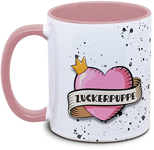 Tassenkasper - Tasse mit Herz: Zuckerpuppe - Tasse für Freundin, Tasse zu Valentinstag (rosa) von Tassenkasper