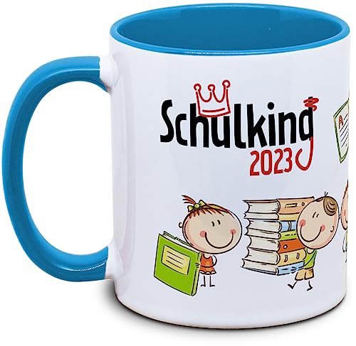 Tassenkasper - Tasse zur Schuleinführung Schulkind/Schulking (hellblau), Einschulung von Tassenkasper