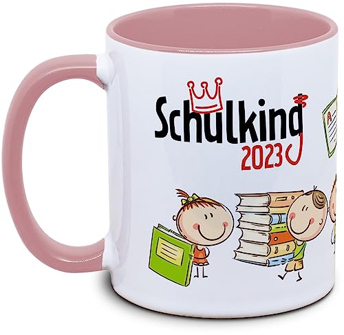 Tassenkasper - Tasse zur Schuleinführung Schulkind/Schulking (rosa), Einschulung von Tassenkasper