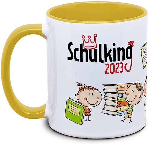 Tassenkasper - Tasse zur Schuleinführung Schulkind/Schulking (sonnengelb), Einschulung von Tassenkasper