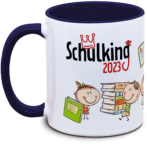 Tassenkasper - Tasse zur Schuleinführung Schulkind/Schulking (kobaltblau), Einschulung von Tassenkasper