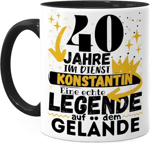 Tassenliebling® 40 jähriges Dienstjubiläum Geschenk Tasse personalisiert - Schwarz - Firmenjubiläum - Arbeitsjubiläum - Eine echte Legende - Büro Geschenk lustig - Arbeitskollegin Arbeitskollege von Tassenliebling