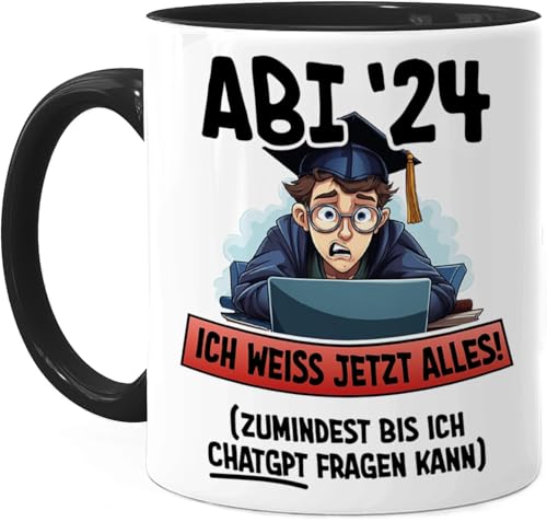 Tassenliebling® Abitur 2023 Tasse Schwarz - Beidseitiger Druck - Abschlussgeschenk zum Abi - Bestandene Prüfung Geschenk zum Schulabschluss - Realschulabschluss Gymnasium von Tassenliebling