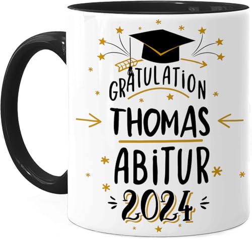 Tassenliebling® Abitur 2023 Tasse personalisiert Schwarz - Beidseitiger Druck - Abschlussgeschenk zum Abi - Bestandene Prüfung Geschenk zum Schulabschluss - Realschulabschluss Gymnasium von Tassenliebling