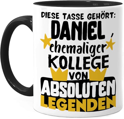 Tassenliebling® Abschiedsgeschenk Kollegen Tasse personalisiert - Schwarz - Abschied Kollege Tasse - Ehemaliger Kollege von absoluten Legenden - Lustige Bürotasse zum Jobwechsel - Arbeitskollege von Tassenliebling