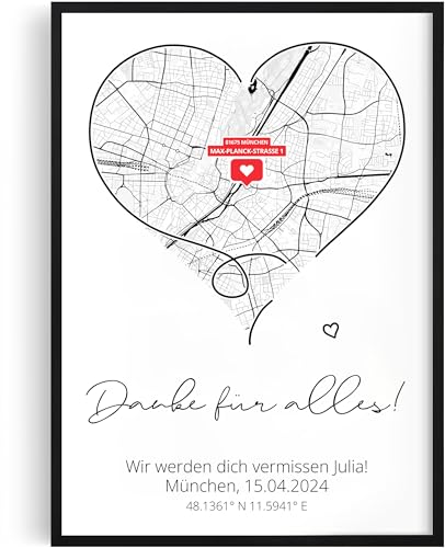 Tassenliebling® Abschiedsgeschenk Kollegin Poster personalisiert - Abschied Kollege - Danke für alles - A4 (21x30cm), A3, mit oder ohne Rahmen - Bürotasse zum Jobwechsel - Arbeitskollegin von Tassenliebling
