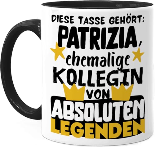 Tassenliebling® Abschiedsgeschenk Kollegin Tasse personalisiert - Schwarz - Abschied Kollegin Tasse - Ehemalige Kollegin von absoluten Legenden - Lustige Bürotasse zum Jobwechsel - Arbeitskollegin von Tassenliebling