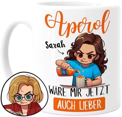 Tassenliebling® Aperol wäre mir jetzt auch lieber Tasse personalisiert - Aperol Geschenk - Tasse mit Spruch lustig für Kollegin beste Freundin - Beidseitiger Druck von Tassenliebling