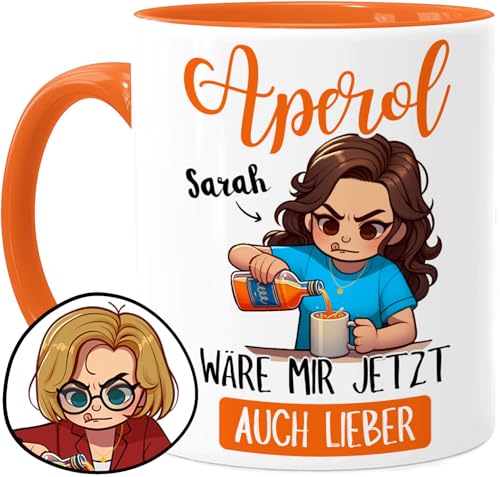 Tassenliebling® Aperol wäre mir jetzt auch lieber Tasse personalisiert - Orange - Aperol Geschenk - Tasse mit Spruch lustig für Kollegin beste Freundin - Beidseitiger Druck von Tassenliebling