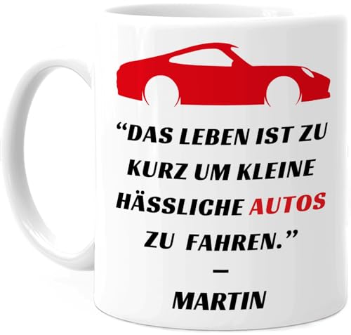 Tassenliebling® Auto Tasse personalisiert - Das Leben ist zu kurz um hässliche Autos zu fahren - Lustiges Geschenk für Männer und Auto Fans - Keramik Kaffeetasse, Teetasse 330ml von Tassenliebling