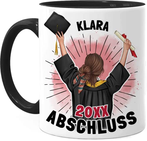 Tassenliebling® Abitur Bachelor Master Tasse personalisiert Schwarz - Beidseitiger Druck - Abschluss Geschenk Abi - Geschenk für die beste Absolventin - Bestandene Prüfung Geschenk zum Schulabschluss von Tassenliebling