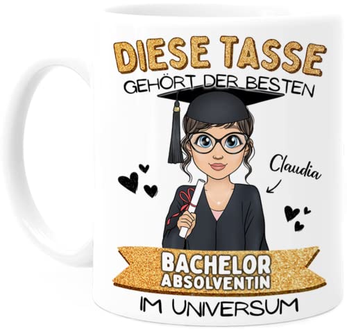 Tassenliebling® Bachelor Tasse personalisiert - Beidseitiger Druck - Bachelor Abschluss Geschenk - Bachelor Geschenk für die beste Absolventin - Bestandene Prüfung Geschenk zum Studienabschluss von Tassenliebling