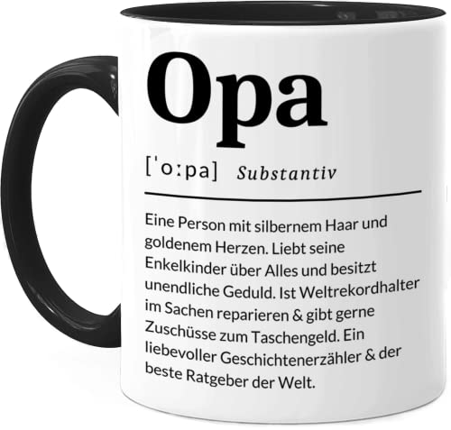 Tassenliebling® Definition Opa Tasse personalisiert Schwarz - Beidseitiger Druck - Besonderes Opa Geschenk zum Geburtstag für den besten Opa der Welt - Geburtstagsgeschenk von Tassenliebling