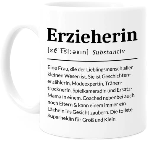 Tassenliebling® Definition Tasse Erzieherin personalisiert - Beidseitiger Druck - Abschiedsgeschenk Kindergarten Tagesmutter Kita - Beste Erzieherin Geschenk zum Abschied von Tassenliebling