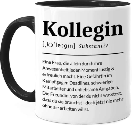 Tassenliebling® Definition Tasse Kollegin personalisiert Schwarz - Beidseitiger Druck - Abschiedsgeschenk für Jobwechsel Lieblingskollegin Arbeitskollegin - Bürotasse Abschied von Tassenliebling