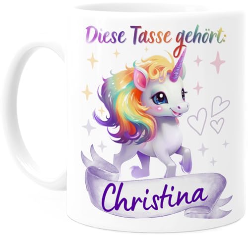 Tassenliebling® Einhorn Tasse personalisiert - Kindertasse mit Namen für Mädchen - Einhorn Geschenke - Weihnachtstasse - Personalisierte Geschenke Kinder - Kinderbecher aus Keramik 330ml von Tassenliebling