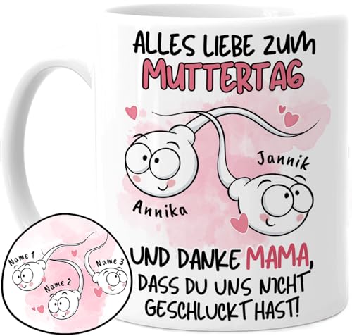 Tassenliebling® Lustige Mama Tasse personalisiert mit 1-3 Kindern - Danke Mama, dass du mich nicht geschluckt hast - Muttertagsgeschenk - Geschenk für Mama Mutter Mom von Tassenliebling