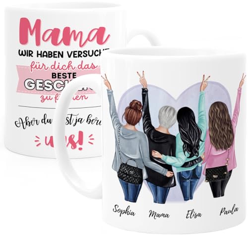 Tassenliebling® Mama 3 Töchter Tasse personalisiert mit Spruch und Name - Geschenk zum Muttertag Geburtstag für die beste Mama der Welt oder beste Tochter - Geburtstagsgeschenk Mama von Tassenliebling