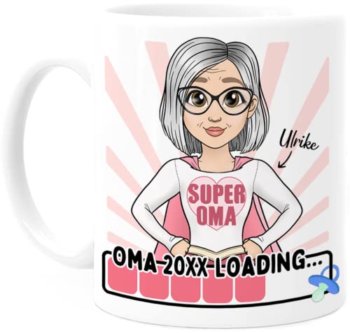 Tassenliebling® Oma Tasse personalisiert - Du wirst Oma Geschenk Loading 2023 - Beidseitiger Druck - Für die beste Superoma - Geschenk Schwangerschaft verkünden von Tassenliebling