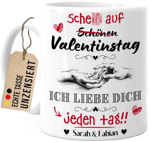 Tassenliebling® Pärchen Tasse personalisiert - ... auf Valentinstag. Ich liebe dich jeden Tag - Lustiges Geschenk für ihn - Liebesgeschenke Partner Mann von Tassenliebling