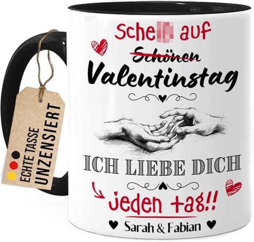 Tassenliebling® Pärchen Tasse personalisiert Schwarz - ... auf Valentinstag. Ich liebe dich jeden Tag - Lustiges Geschenk für ihn - Liebesgeschenke Partner Mann von Tassenliebling