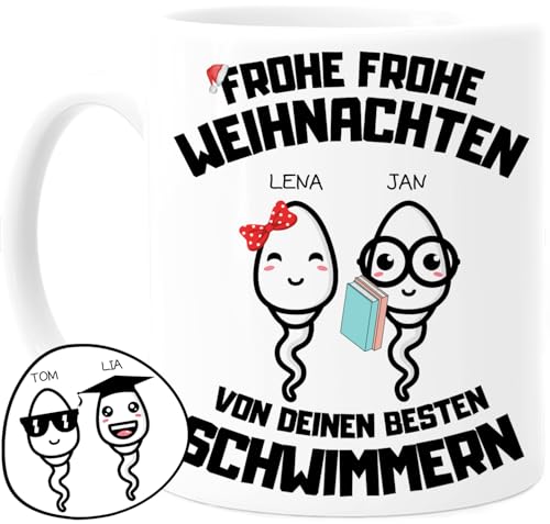 Tassenliebling® Papa Tasse personalisiert mit 1-4 Kindern - Papas bester Schwimmer - Frohe Weihnachten - Papa Geschenk von Tochter, Sohn von Tassenliebling