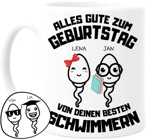 Tassenliebling® Papa Tasse personalisiert mit 1-4 Kindern - Papas bester Schwimmer - Geburtstag Vatertagsgeschenk - Werdender Papa Geschenk lustig zum Vatertag mit Baby, Tochter, Sohn von Tassenliebling