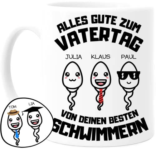 Tassenliebling® Papa Tasse personalisiert mit 1-4 Kindern - Papas bester Schwimmer - Vatertagsgeschenk Geburtstag - Werdender Papa Geschenk lustig zum Vatertag mit Baby, Tochter, Sohn von Tassenliebling