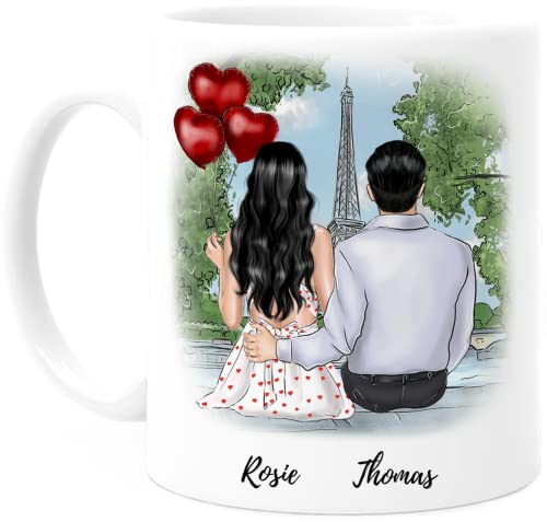 Tassenliebling® Personalisierte Pärchen Tasse mit Namen und Spruch lustig zum selbst gestalten - Personalisiertes Geschenk für Paare mit romantischem Motiv - perfekt zum Jahrestag von Tassenliebling