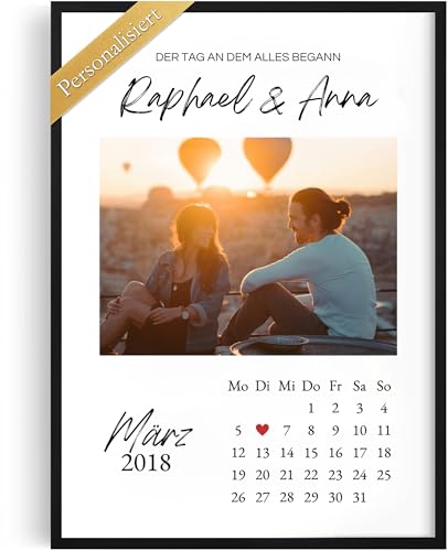 Tassenliebling® - Personalisiertes Bild Jahrestag Geschenk für ihn oder für sie - Der Tag an dem alles begann - Poster 2 Größen - A4, A3 Rahmen - Hochzeitsgeschenk - Valentinstag von Tassenliebling