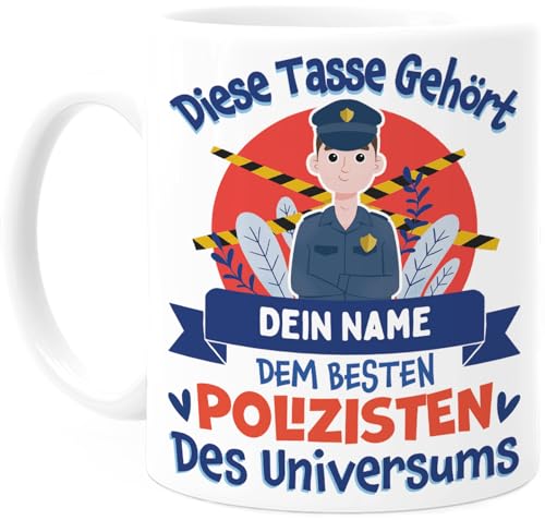 Tassenliebling® Polizei Tasse personalisiert - Bester Polizist des Universums - Beidseitiger Druck - Polizei Geschenke zur Beförderung Vereidigung - Polizeitasse von Tassenliebling