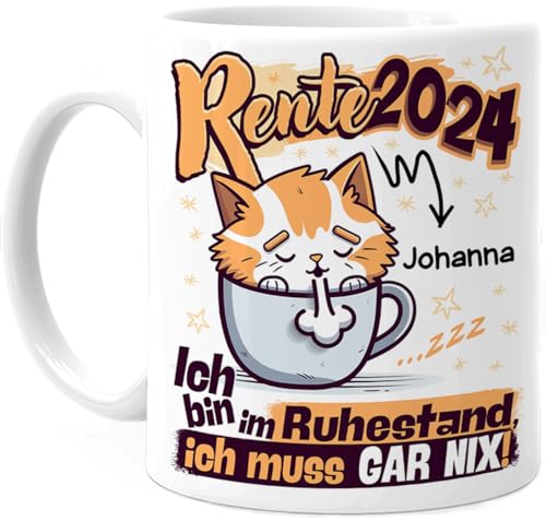 Tassenliebling® Ruhestand Geschenk Tasse personalisiert - Renteneintritt Geschenk 2024 Frau Männer - Abschiedsgeschenk Kollegen Rente - Katzentasse - Katzen Geschenk Rentenbeginn Frau Mann von Tassenliebling