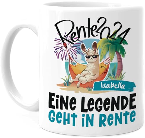 Tassenliebling® Ruhestand Geschenk Tasse personalisiert - Renteneintritt Geschenk 2024 Frau Männer - Abschiedsgeschenk Kollegen Rente - Lama Alpaka Tasse - Alpaka Geschenk Rentenbeginn Frau Mann von Tassenliebling