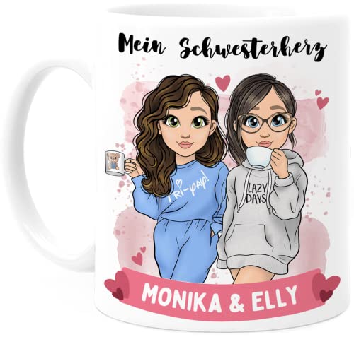 Tassenliebling® Schwester Geschenk Tasse personalisiert für kleine oder große Schwester - Tasse Schwester - Schwesterherz - Sister - Beste Schwester Geschenke von Tassenliebling