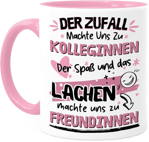 Tassenliebling® Tasse Kollegin Rosa - Der Zufall machte uns zu Kolleginnnen - Geschenke für beste Freundin - Lieblingskollegin Arbeitskollegin Bürotasse Abschiedsgeschenk von Tassenliebling