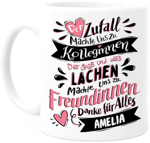 Tassenliebling® Tasse Kollegin personalisiert - Der Zufall machte uns zu Kolleginnnen - Geschenke für beste Freundin - Lieblingskollegin Arbeitskollegin Bürotasse Abschiedsgeschenk von Tassenliebling