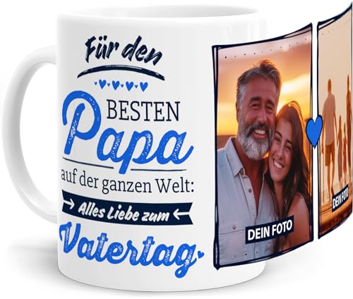 Tassenliebling® Tasse Papa mit Fotos und diversen Sprüchen personalisiert - Für den besten Papa - Fototasse mit eigenen Bildern selbst gestalten - Vatertagsgeschenk Geburtstag von Tassenliebling