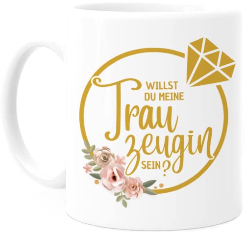 Tassenliebling® Trauzeugin Geschenk personalisierte Tasse mit verschiedenen Sprüchen und Namen selbst gestalten - Brautjungfer - Braut - Bridesmaid - Maid of Honor - Brautmutter von Tassenliebling