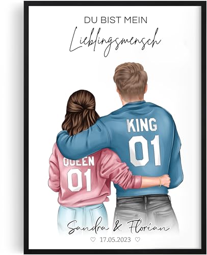 Tassenliebling® - Pärchen Poster personalisiert - Jahrestag Geschenk für ihn oder für sie - A3 Poster mit Rahmen Schwarz - Liebesgeschenk zum Valentinstag für Freund Boyfriend Freundin von Tassenliebling