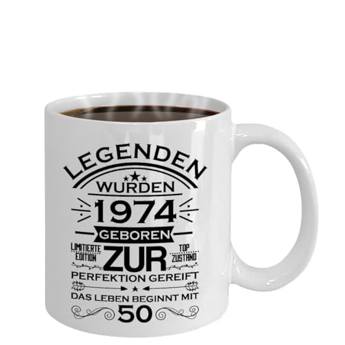 50 Geburtstag Legenden wurden 1974 geboren Mann Frau Keramik 375ml Scherzartikel Tasse Kaffeebecher (50 Jahre) von Tassenstube