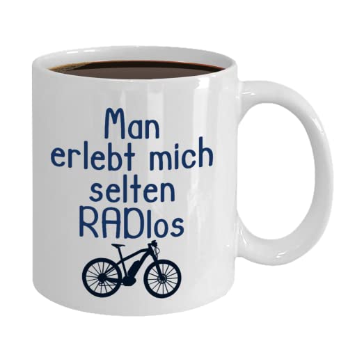 E Bike Fahrrad Tasse Man erlebt mich selten RADlos Geschenkidee Tasse Freund Mann Frau Freundin von Tassenstube