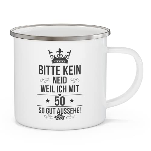 Emaille Tasse 350ml zum 50 Geburtstag Geschenk für Mann Frau 1974 geboren (50 Jahre) von Tassenstube