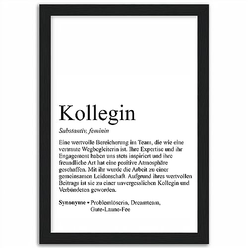 Tassenstube Kollegin Abschiedsgeschenk Danke Schön Poster A4 Substantiv Definition Holz Rahmen von Tassenstube